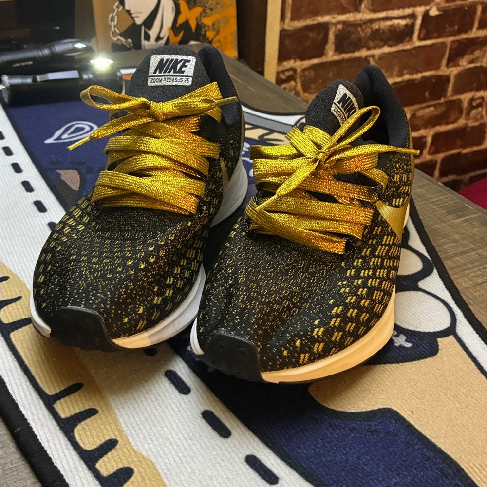 Pegasus Nike Black and Yellow Running Shoes